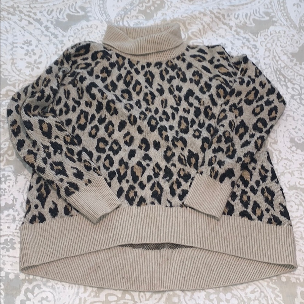 LOFT leopard turtle neck sweater